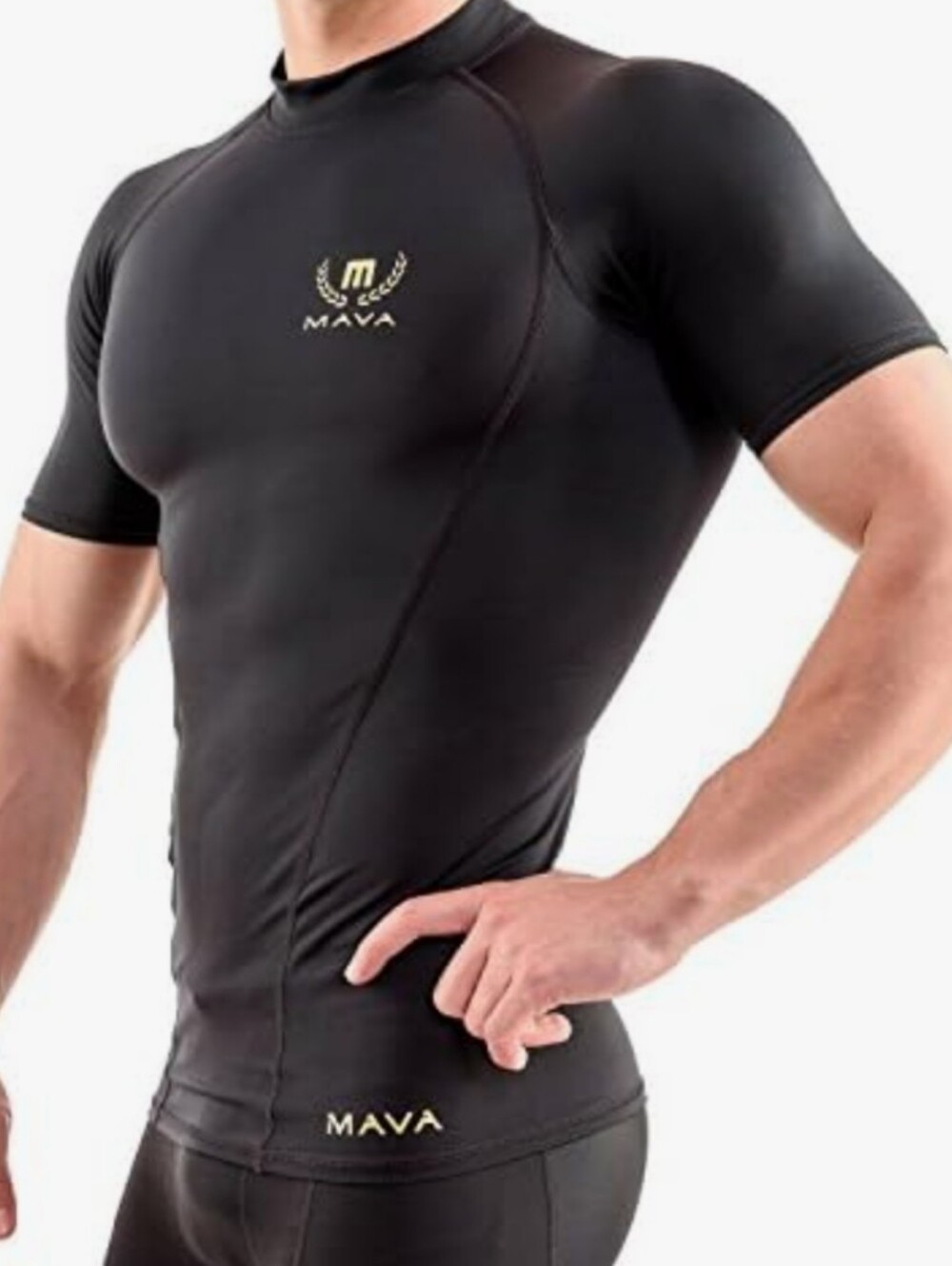 Mava Sports Men's Short Sleeve Compression T Shirt - Workout Baselayer Shapewear